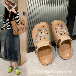 可愛包頭拖鞋女外穿夏季新款防滑踩屎感EVA時尚個性卡通涼拖鞋女