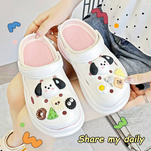 新款品質diy洞洞鞋女2025夏外穿卡通厚底踩屎感包頭涼拖 新款品質diy洞洞鞋女2025夏外穿卡通厚底踩屎感包頭涼拖