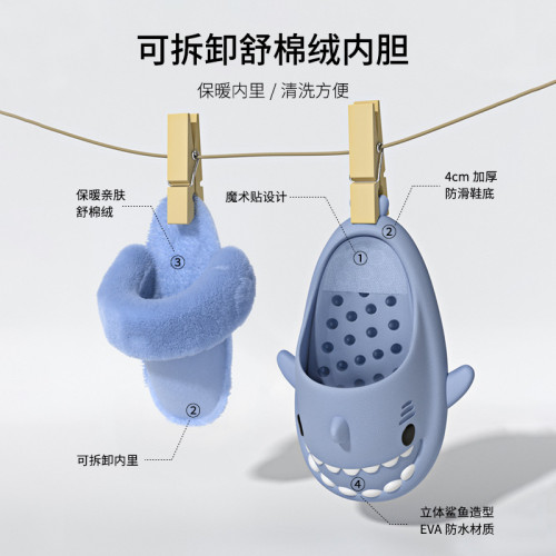 爆款鯊魚棉拖鞋可拆卸內裡女男防水加厚保暖可愛情侶防滑棉鞋 爆款鯊魚棉拖鞋可拆卸內裡女男防水加厚保暖可愛情侶防滑棉鞋