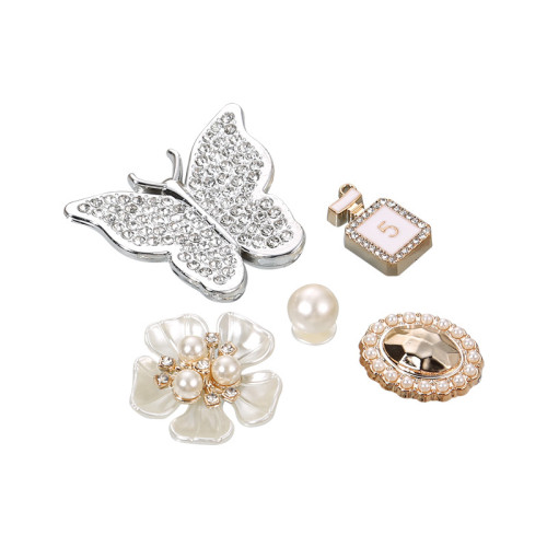 適配Cross洞洞鞋配飾銀色水晶鑽石鏈條配飾可拆卸DIY鞋釦配件 適配Cross洞洞鞋配飾銀色水晶鑽石鏈條配飾可拆卸DIY鞋釦配件