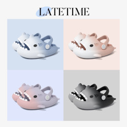 漸變鯊魚兒童拖鞋夏季男童女童可愛軟底防滑室內嬰幼兒寶寶洞洞鞋
