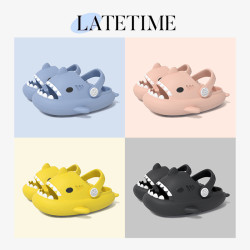 爆款綁帶鯊魚兒童洞洞鞋男童女童可愛卡通防滑嬰幼兒寶寶涼拖