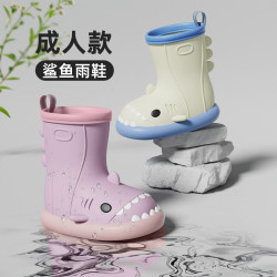 鯊魚雨鞋女款成人夏季時尚外穿膠鞋防滑新款可愛水靴子短筒雨靴子