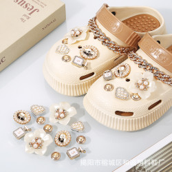 小紅薯DIY裝飾水鑽鞋釦鏈條配件飾釦輔料洞洞鞋花鞋鏈裝飾釦套裝