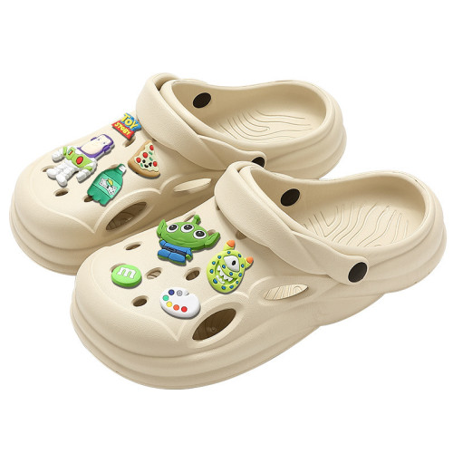 踩屎感洞洞鞋夏季女款外穿戶外厚底防滑包頭半涼拖鞋女士夏季