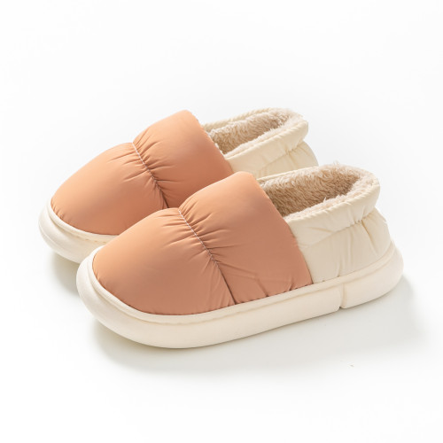 棉拖鞋女包跟冬季居家用室內保暖厚底羽絨防水帶後跟踩屎感棉鞋男