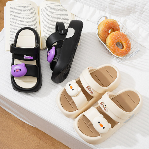 可愛雙條帶涼鞋女厚底踩屎感軟底時尚百搭外穿兩用沙灘涼拖鞋EVA 可愛雙條帶涼鞋女厚底踩屎感軟底時尚百搭外穿兩用沙灘涼拖鞋EVA
