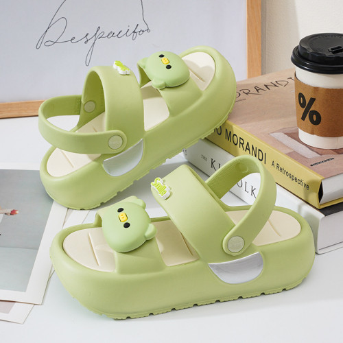 可愛雙條帶涼鞋女厚底踩屎感軟底時尚百搭外穿兩用沙灘涼拖鞋EVA 可愛雙條帶涼鞋女厚底踩屎感軟底時尚百搭外穿兩用沙灘涼拖鞋EVA