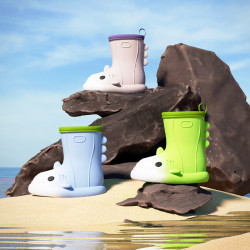 鯊魚雨鞋女款2023新款室外厚底防水膠鞋戶外防滑乳膠軟底卡通雨靴