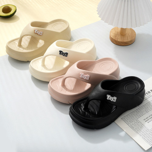 人字拖女夏季新款外穿厚底踩屎感沙灘防滑網紅夾腳拼色涼拖 鞋批