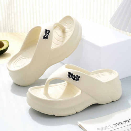 人字拖女夏季新款外穿厚底踩屎感沙灘防滑網紅夾腳拼色涼拖 鞋批