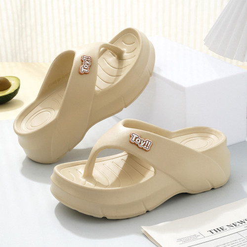 人字拖女夏季新款外穿厚底踩屎感沙灘防滑網紅夾腳拼色涼拖 鞋批