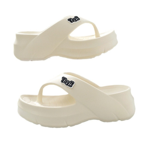 人字拖女夏季新款外穿厚底踩屎感沙灘防滑網紅夾腳拼色涼拖 鞋批