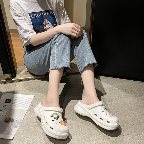 5cn超厚底EVA洞洞鞋花園鞋女沙灘外穿增高輕便防滑外穿包頭松糕鞋