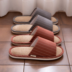 亞麻拖鞋女秋冬2024新款家居室內四季家用軟底防滑日式靜音拖鞋男