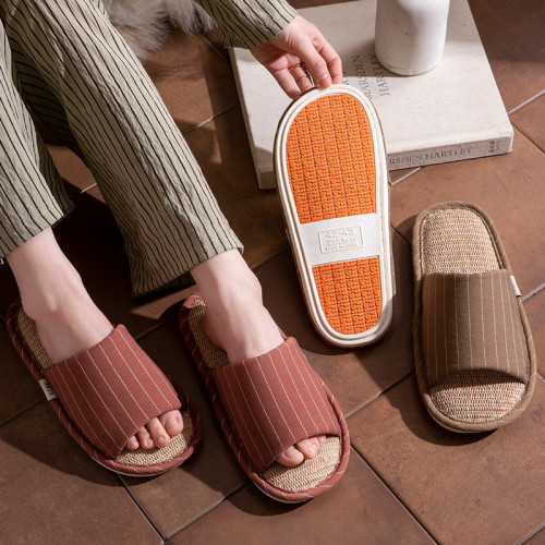 亞麻拖鞋女秋冬2024新款家居室內四季家用軟底防滑日式靜音拖鞋男