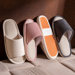 亞麻拖鞋女秋冬季室內家居情侶一對靜音防滑軟底春夏家用布拖鞋男