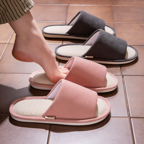 亞麻拖鞋女秋冬季室內家居情侶一對靜音防滑軟底春夏家用布拖鞋男