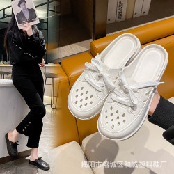 拖鞋女夏季新款女士夏季半拖鞋時尚休閒平底外穿日常一腳蹬涼拖鞋