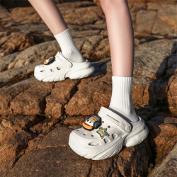 踩屎感洞洞鞋女士拖鞋夏季包頭鞋帶跟外穿女生沙灘鞋eva涼鞋