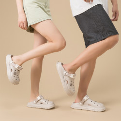 情侶洞洞鞋男夏季外穿踩屎感軟底包頭拖鞋休閒運動沙灘鞋女EVA