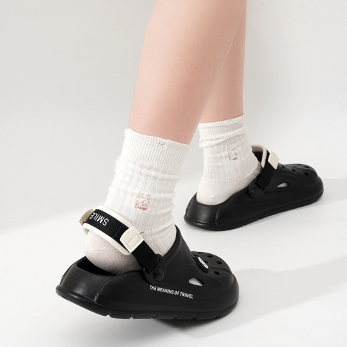 情侶洞洞鞋男夏季外穿踩屎感軟底包頭拖鞋休閒運動沙灘鞋女EVA