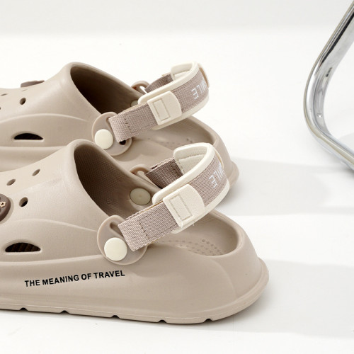 情侶洞洞鞋男夏季外穿踩屎感軟底包頭拖鞋休閒運動沙灘鞋女EVA