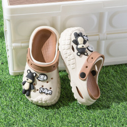 親子洞洞鞋兒童2025夏季百搭踩屎感外穿厚底包頭拖情侶防滑沙灘鞋