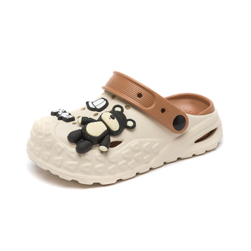 親子洞洞鞋兒童2025夏季百搭踩屎感外穿厚底包頭拖情侶防滑沙灘鞋