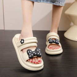 踩屎感涼鞋女2025新款夏季外穿百搭休閒羅馬可愛蝴蝶結運動沙灘鞋