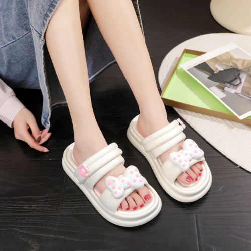 踩屎感涼鞋女2025新款夏季外穿百搭休閒羅馬可愛蝴蝶結運動沙灘鞋