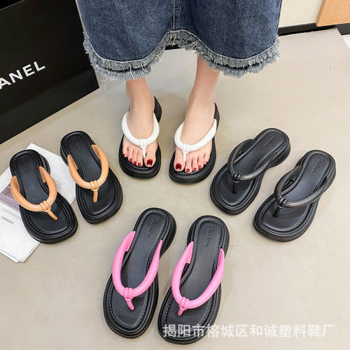 EVA 人字拖女夏季松糕厚底增高涼拖沙灘坡跟夾趾拖鞋