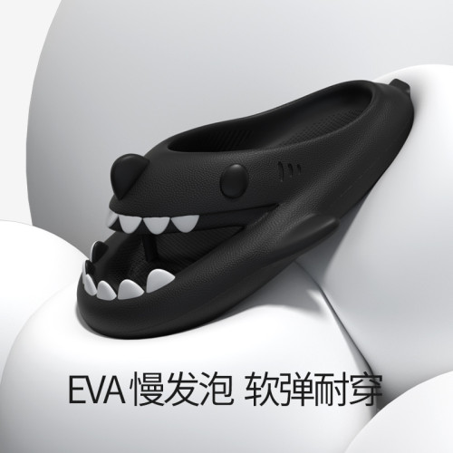 2024春夏新款鯊魚人字拖夏厚底男女同款外穿沙灘EVA涼拖
