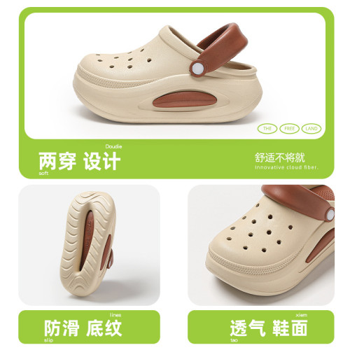 可拆卸厚底洞洞鞋女士春夏2024新款居家防滑沙灘踩屎感涼拖鞋外穿 可拆卸厚底洞洞鞋女士春夏2024新款居家防滑沙灘踩屎感涼拖鞋外穿