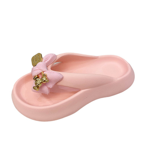 泰國EVA拖鞋女新款蝴蝶熊一字厚平底休閒沙灘拖外穿