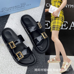 松糕涼拖鞋女款夏季2024新款高級感時尚沙灘外穿厚底高跟防滑拖鞋