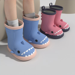 卡通鯊兒童雨鞋男女童小孩防滑防水2024新款小童幼兒寶寶可愛雨靴