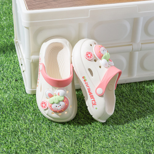 2025新款可愛小熊大中小兒童洞洞鞋外穿軟底踩屎感涼拖鞋