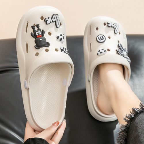 大花熊洞洞鞋女款夏季2024新款卡通外穿厚底踩屎感防滑包頭半拖鞋 大花熊洞洞鞋女款夏季2024新款卡通外穿厚底踩屎感防滑包頭半拖鞋