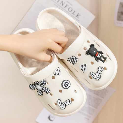 大花熊洞洞鞋女款夏季2024新款卡通外穿厚底踩屎感防滑包頭半拖鞋 大花熊洞洞鞋女款夏季2024新款卡通外穿厚底踩屎感防滑包頭半拖鞋