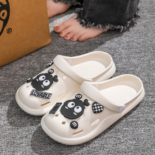 煤球洞洞鞋女款夏季2024新款卡通外穿厚底踩屎感防滑包頭半拖鞋 煤球洞洞鞋女款夏季2024新款卡通外穿厚底踩屎感防滑包頭半拖鞋