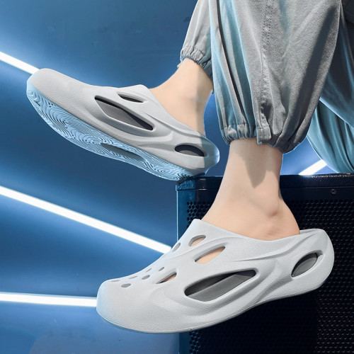 嚴選男涼拖EVA踩屎感洞洞鞋厚底增高沙灘鞋戶外防滑透氣套腳涼鞋