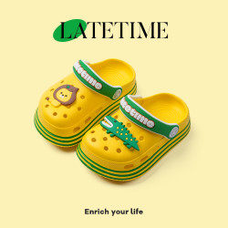 卡通獅子鱷魚兒童拖鞋夏季男童女童2024新款軟底防滑寶寶洞洞鞋