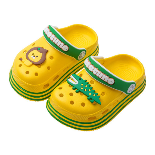 卡通獅子鱷魚兒童拖鞋夏季男童女童2024新款軟底防滑寶寶洞洞鞋