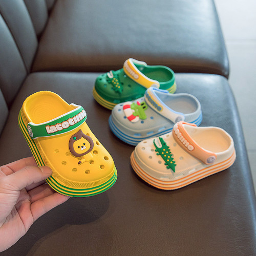 卡通獅子鱷魚兒童拖鞋夏季男童女童2024新款軟底防滑寶寶洞洞鞋