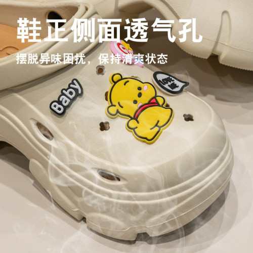 煤球洞洞鞋女款夏季2024新款可愛松糕厚底踩屎感增高防滑包頭拖鞋 煤球洞洞鞋女款夏季2024新款可愛松糕厚底踩屎感增高防滑包頭拖鞋