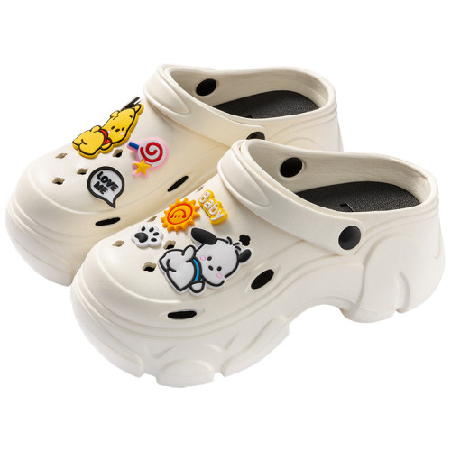 煤球洞洞鞋女款夏季2024新款可愛松糕厚底踩屎感增高防滑包頭拖鞋 煤球洞洞鞋女款夏季2024新款可愛松糕厚底踩屎感增高防滑包頭拖鞋