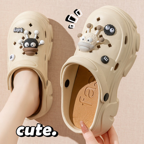 高厚底洞洞鞋女夏季新款時尚外穿踩屎感沙灘鞋防滑包頭半拖鞋女 高厚底洞洞鞋女夏季新款時尚外穿踩屎感沙灘鞋防滑包頭半拖鞋女