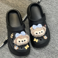 eva洞洞鞋女夏季厚底增高包頭拖鞋外穿防滑可愛踩屎感卡通涼拖鞋