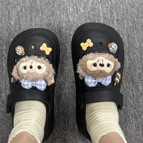 eva洞洞鞋女夏季厚底增高包頭拖鞋外穿防滑可愛踩屎感卡通涼拖鞋